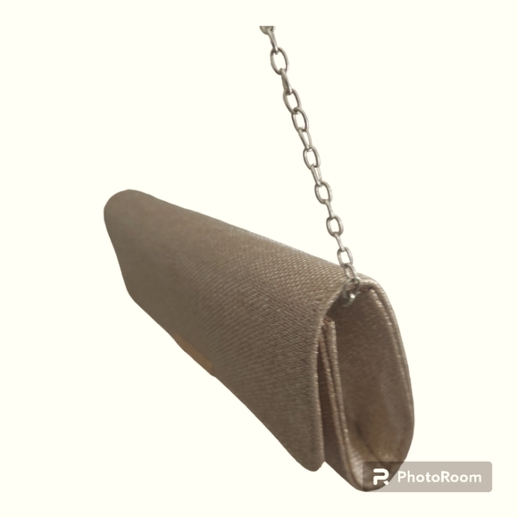 Evening Classy Gold Sparkle Clutch Flap Bag Metallic - Picture 4 of 5